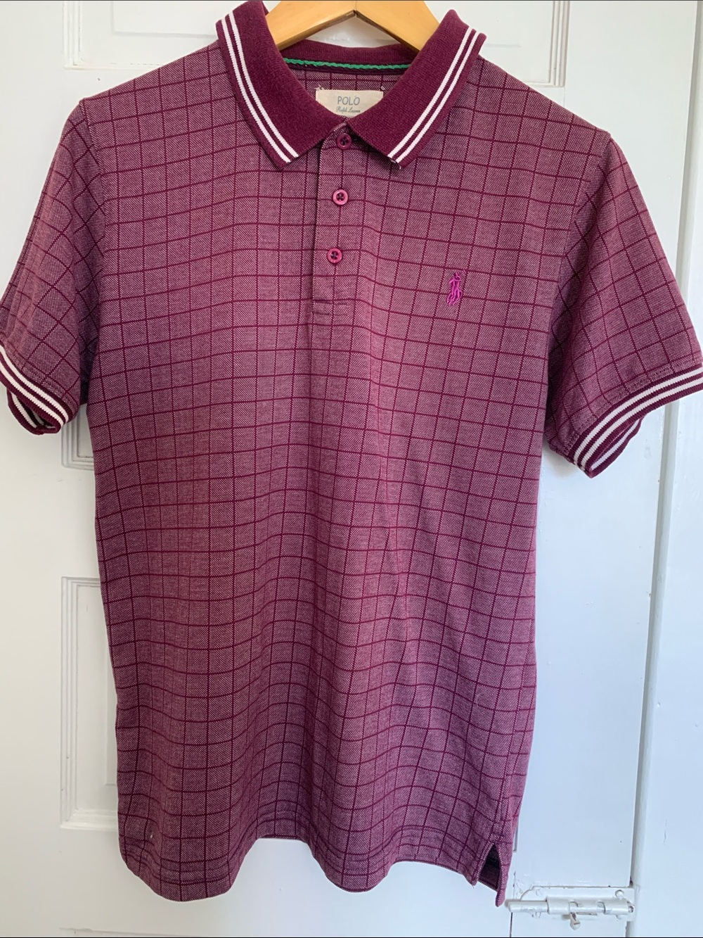 Vintage Polo by Ralph Lauren Burgundy Grid Short-Sleeve Polo